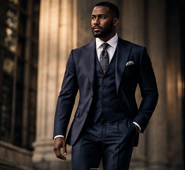 Concept preview: navy three-piece tailored suit