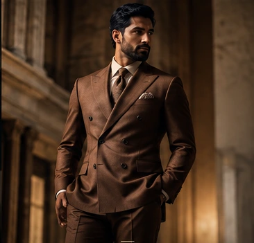 Concept preview: chocolate brown double-breasted suit